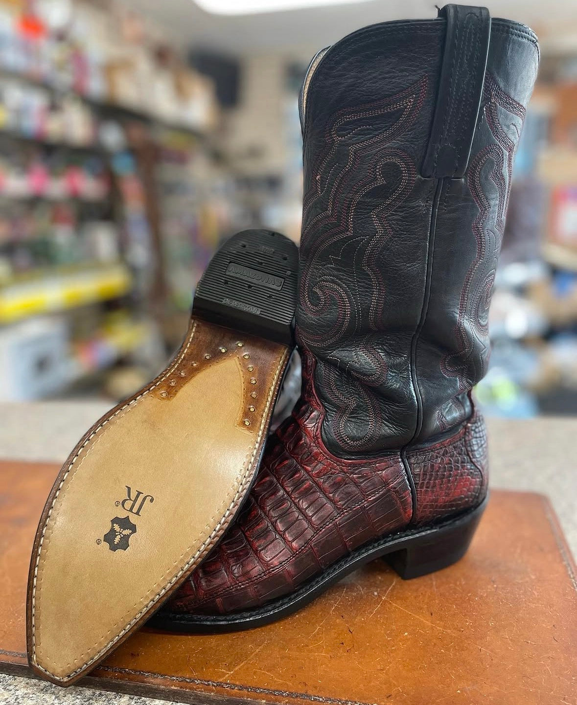 JR Premium leather outsole on western cowboy boot
